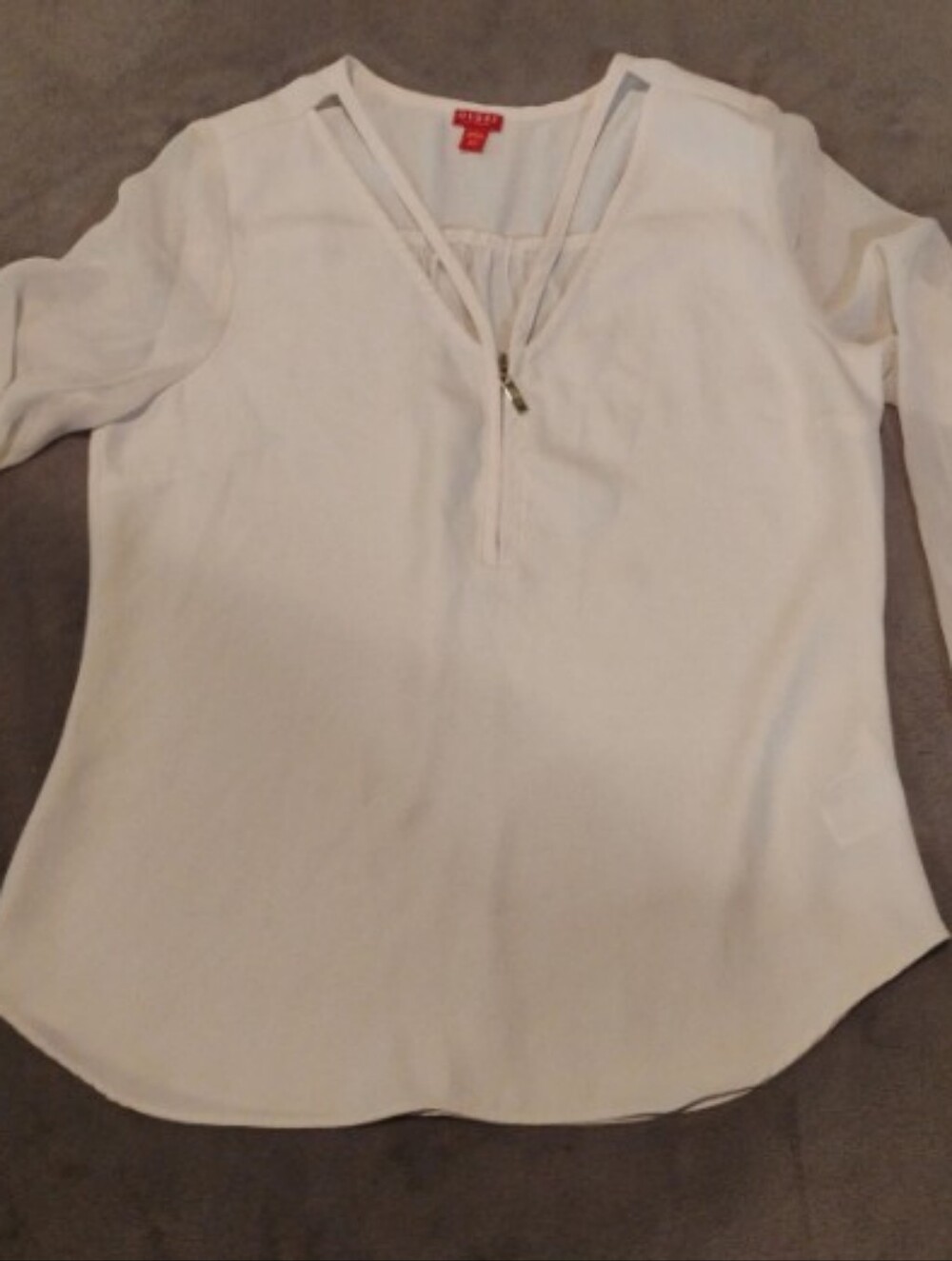 GUESS Los Angeles White Cutout Long Sleeve Blouse - XS